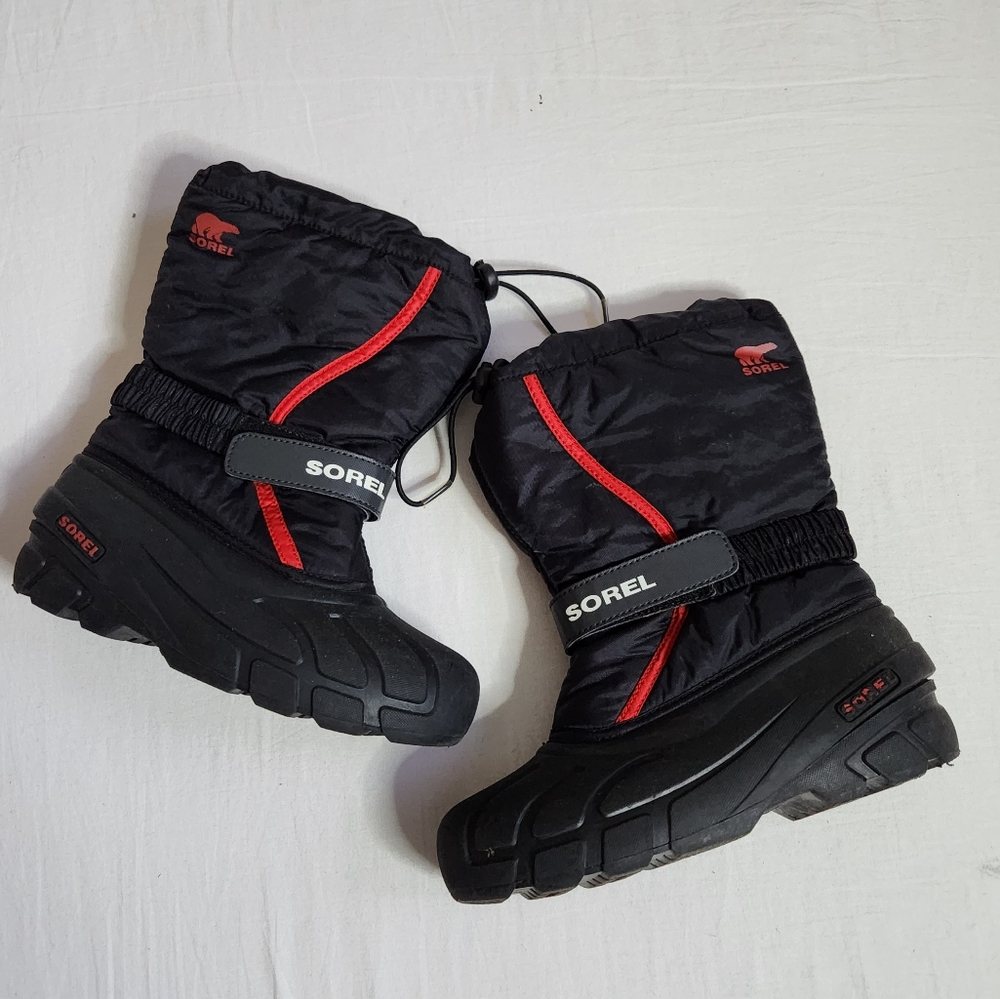 Sorel Kids Youth Boys Flurry Boots Black Red size 4